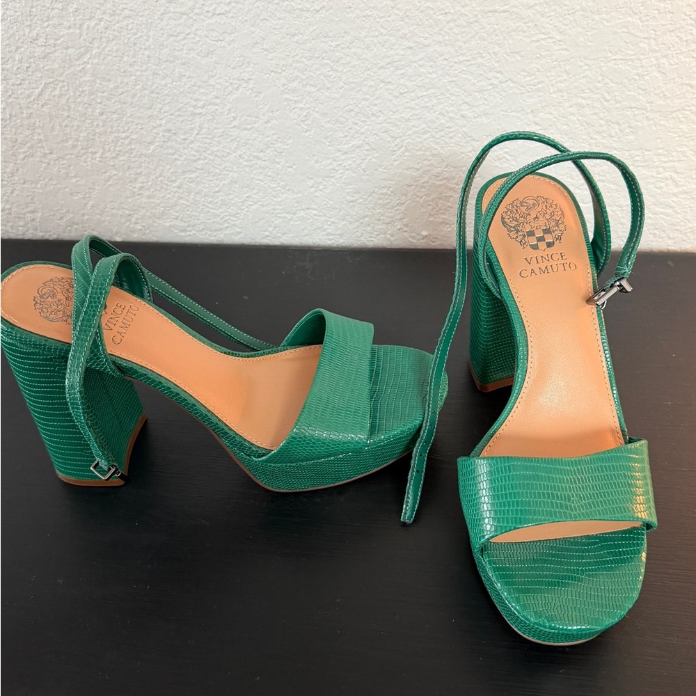 Vince Camuto Emerald Green Platform Ankle-Strap Sandals